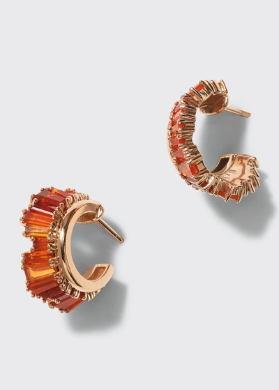 Shop Nak Armstrong Petite Ruched Hoop Earrings With Fire Opal And 20k Recycled Rose Gold