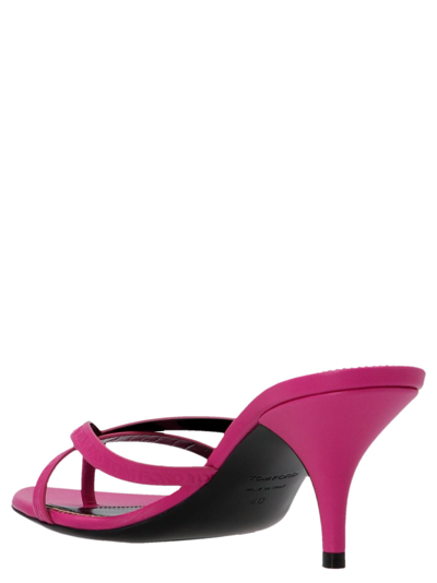 Shop Tom Ford Braided Leather Mules In Fuchsia