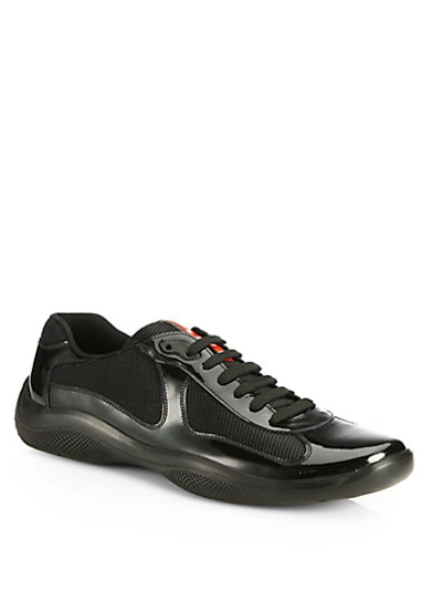 Prada Patent Leather Sneakers In Black