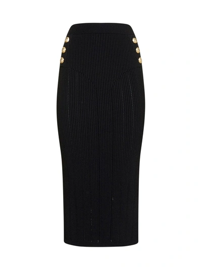 Shop Balmain High Waist Pencil Skirt In Black