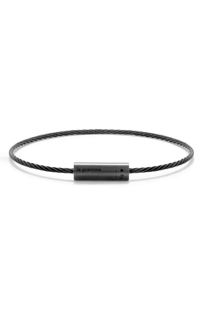 Shop Le Gramme Cable Bracelet In Black Ceramic