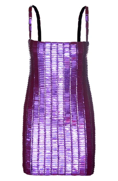 Shop Attico Rue Rectangular Sequin Minidress In 012 Violet