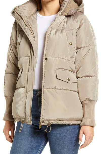 Sam Edelman Short Water Repellent Puffer Jacket In Beige | ModeSens