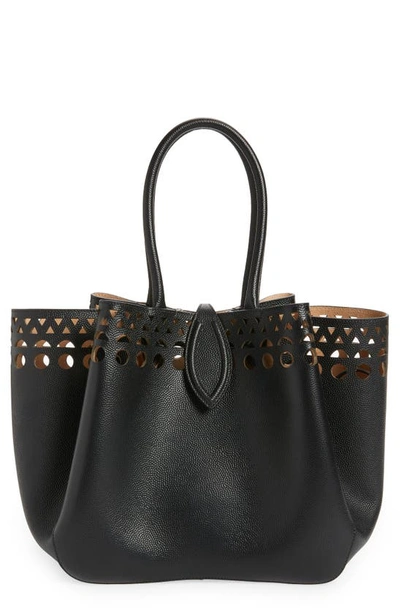 Shop Alaïa Angèle 25 Grained Leather Top Handle Bag In Black