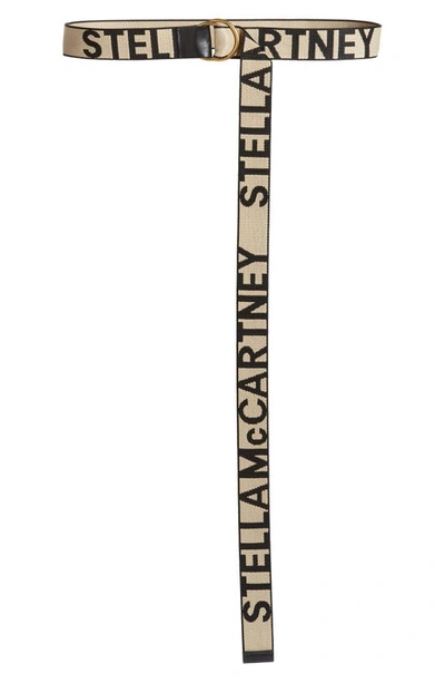 Shop Stella Mccartney Logo Jacquard O-ring Canvas Belt In Ecru/black
