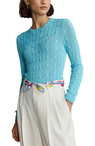 Shop Polo Ralph Lauren Cable Knit Cashmere Sweater In French Turquoise