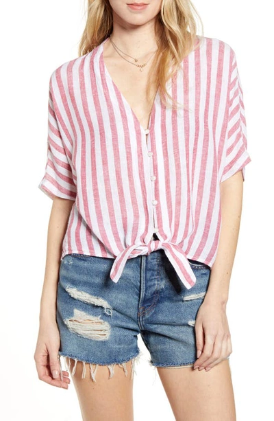 Shop Rails Thea Tie Hem Shirt In Carmine Stripe