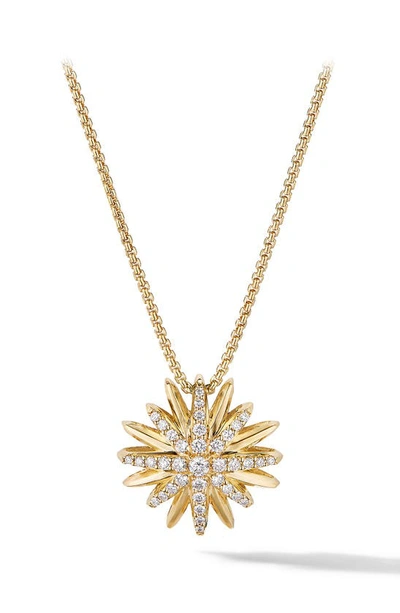 Shop David Yurman Starburst Pendant Necklace In Diamond/ Yellow Gold