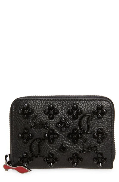 Shop Christian Louboutin Panettone Leather Coin Purse In Black/ Ultrablack