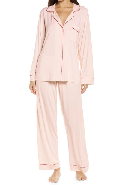 Shop Eberjey Gisele Pajamas In Pearl Blush/ Haute Red