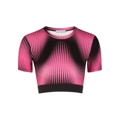 Shop Paco Rabanne Printed Cropped Stretch-jersey Top In Pink