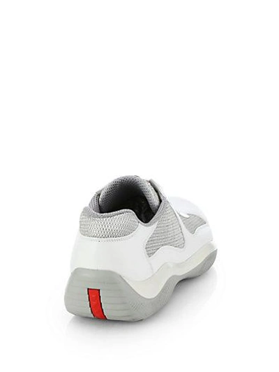 Shop Prada Leather & Mesh Sneakers In White