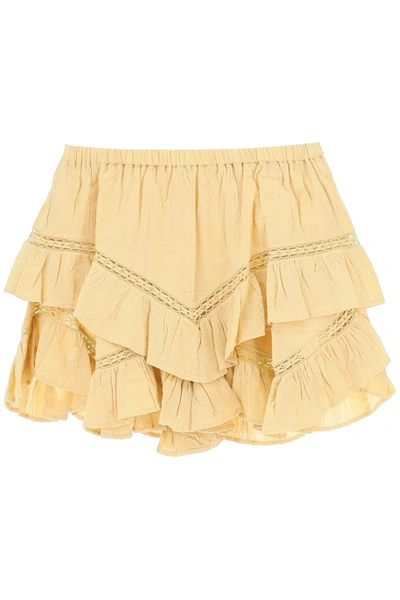 Shop Isabel Marant Étoile Ruffled High Waisted Mini Skirt In Yellow