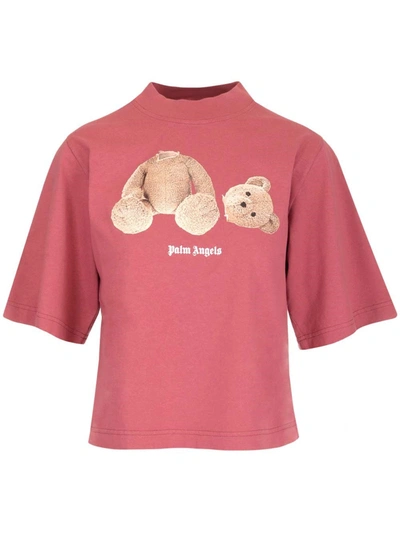 Shop Palm Angels Teddy Bear Cropped T In Pink