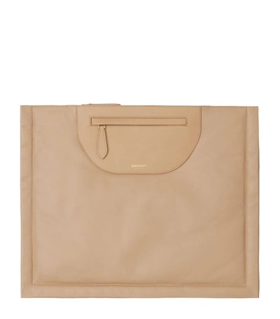 Shop Burberry Leather Olympia Clutch Bag In Neutrals