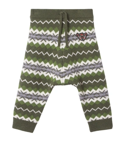 Shop Burberry Kids Wool-cashmere Fair Isle Sweatpants (18-24 Months) In Green