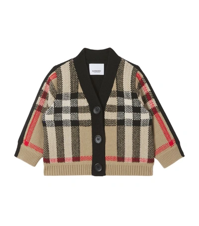 Shop Burberry Kids Wool-cashmere Vintage Check Cardigan (6-18 Months) In Neutrals