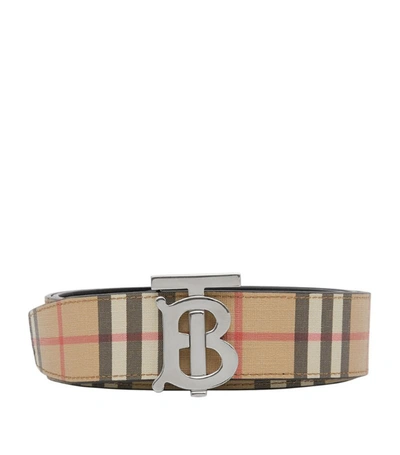 Shop Burberry Leather Reversible Belt In Neutrals