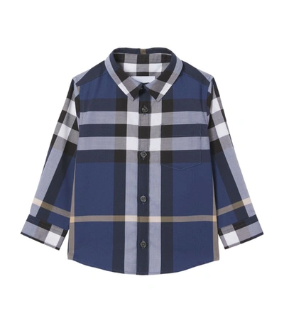 Shop Burberry Kids Vintage Check Shirt (6-24 Months) In Blue