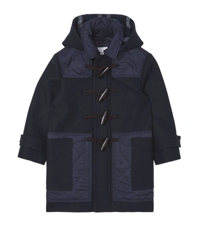 Shop Burberry Wool Quilted Duffle Coat (14 Years) In Blue