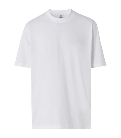 Shop Burberry Cotton Monogram T-shirt In White