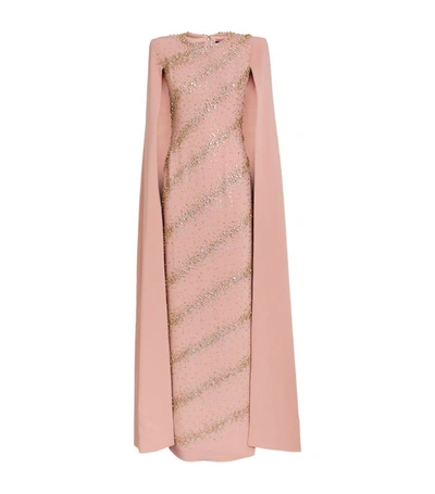 Shop Jenny Packham Oleander Cape Gown In Pink