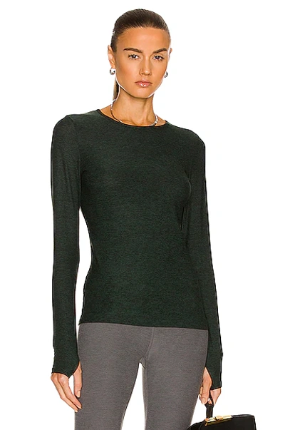 Shop Beyond Yoga Featherweight Classic Crew Pullover Top In Forest Green-pine