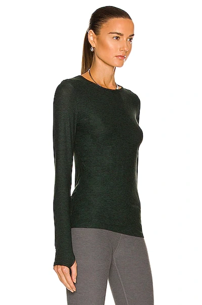 Shop Beyond Yoga Featherweight Classic Crew Pullover Top In Forest Green-pine