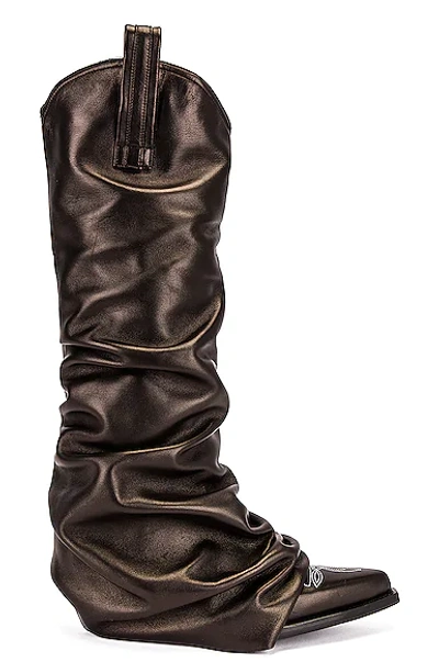 Shop R13 Mid Cowboy Boot With Sleeve In Black Leather