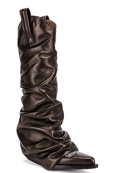 Shop R13 Mid Cowboy Boot With Sleeve In Black Leather