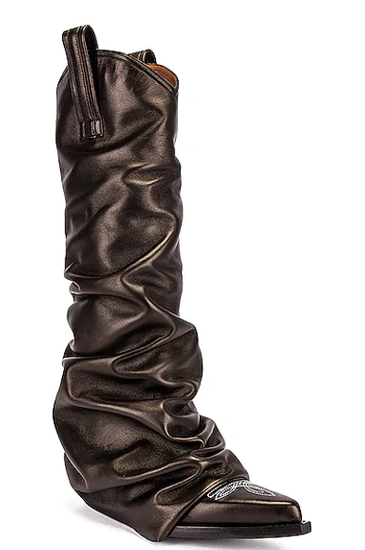 R13 Mid Cowboy Boot With Sleeve In Black Leather