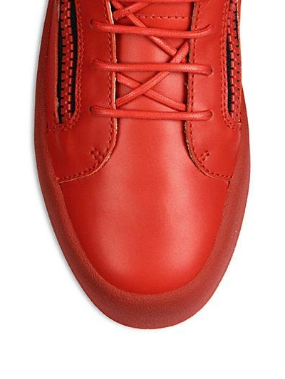 Shop Giuseppe Zanotti Double Zip Leather High-top Sneakers In Red