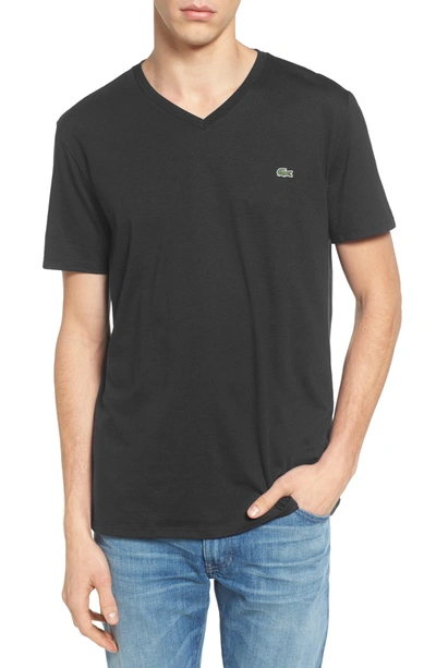 Shop Lacoste V-neck T-shirt In Black