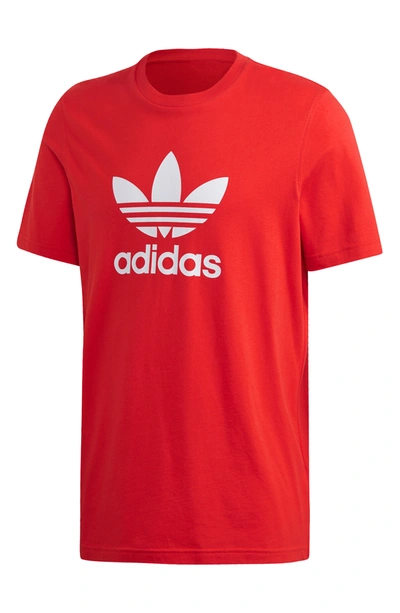 Shop Adidas Originals Trefoil Graphic T-shirt In Lush Red