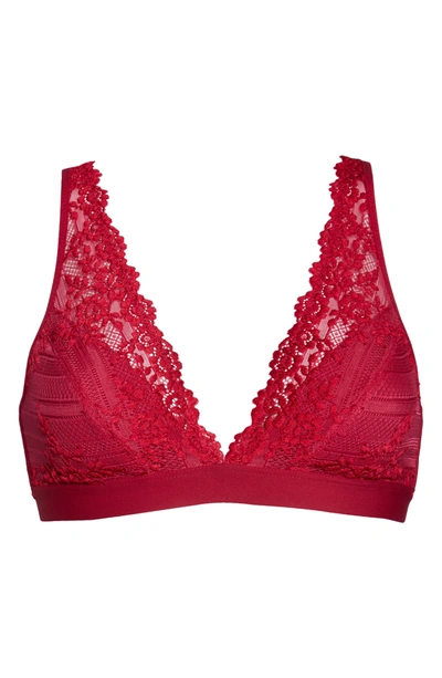 Shop Wacoal Embrace Lace Deep-v Bralette In Persian Red