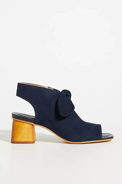 Bernardo Lizzie Suede Knot Zip Sandals In Navy