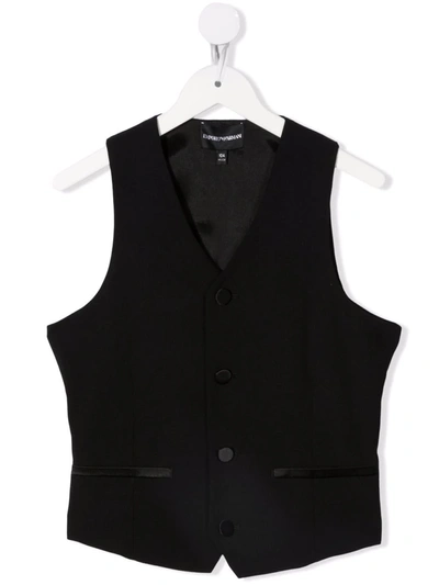 Emporio Armani Satin-trim Single-breasted Waistcoat In Nero