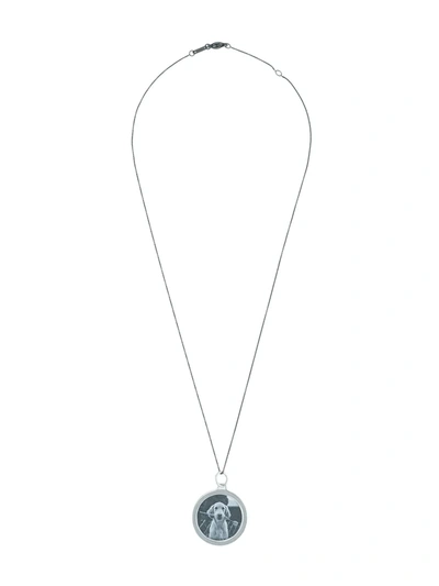 Monica Rich Kosann Round Mosaic Half Locket Necklace In Silver