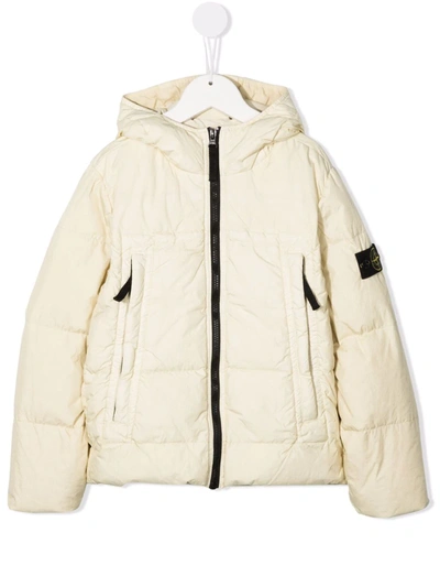 Shop Stone Island Junior Logo-patch Puffer Jacket In Neutrals