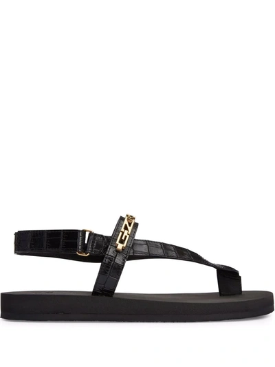 Shop Giuseppe Zanotti Hydra Monogram Sandals In Black