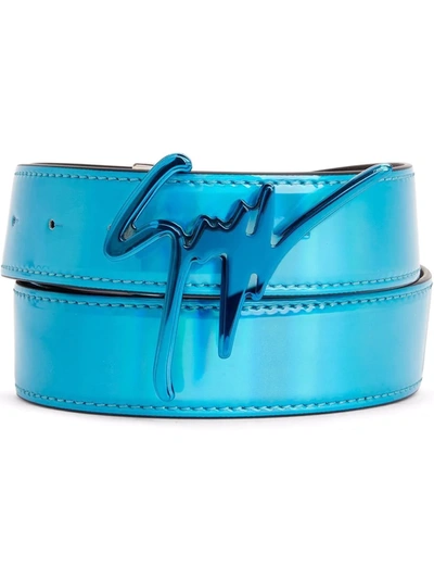 Shop Giuseppe Zanotti Giuseppe Logo-buckle Belt In Blue
