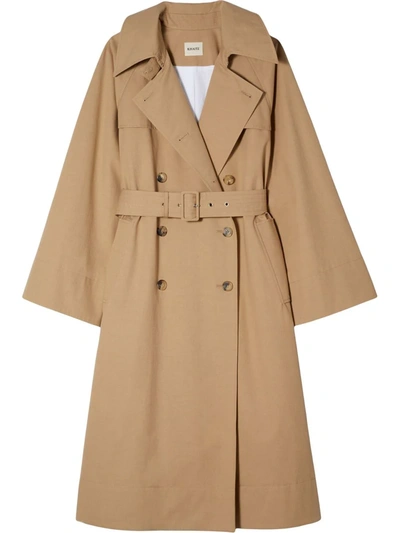 Shop Khaite Ivan Double-breasted Trench Coat In Neutrals