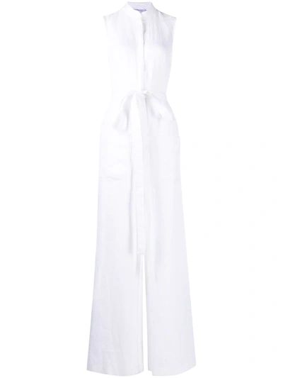 Shop Bondi Born Trindad Organic Linen Jumpsuit In White