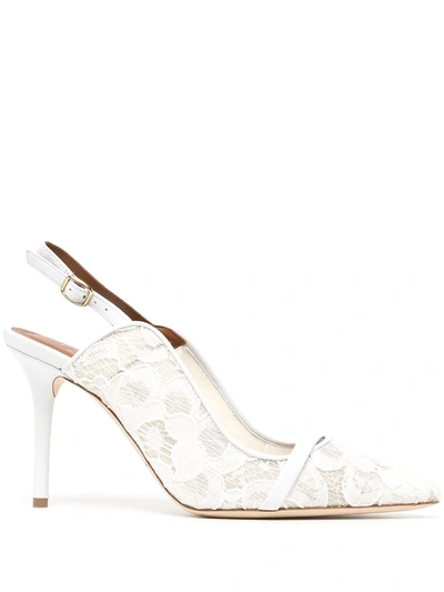 Shop Malone Souliers Marion 85mm Lace Pumps In White