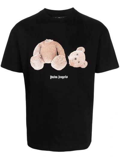 Shop Palm Angels Bear-print T-shirt In Black