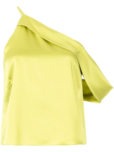 Shop Michelle Mason Draped Cowl Asymmetrical Top In Green