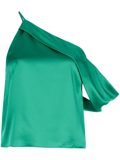 Shop Michelle Mason Draped Cowl Asymmetrical Top In Green