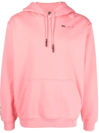 Shop Mcq By Alexander Mcqueen Logo-embroidered Cotton Hoodie In Pink