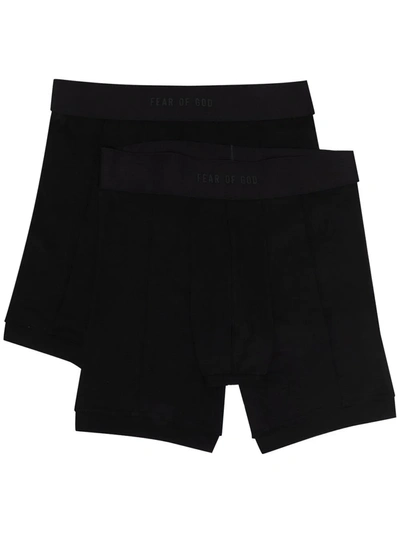 Shop Fear Of God Logo-waist Two-pack Boxer Briefs In Black