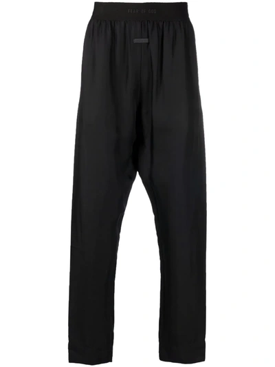 Fear Of God Relaxed Fit Elastic Waist Logo Jacquard Lounge Pants In Black